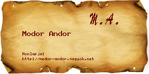 Modor Andor névjegykártya